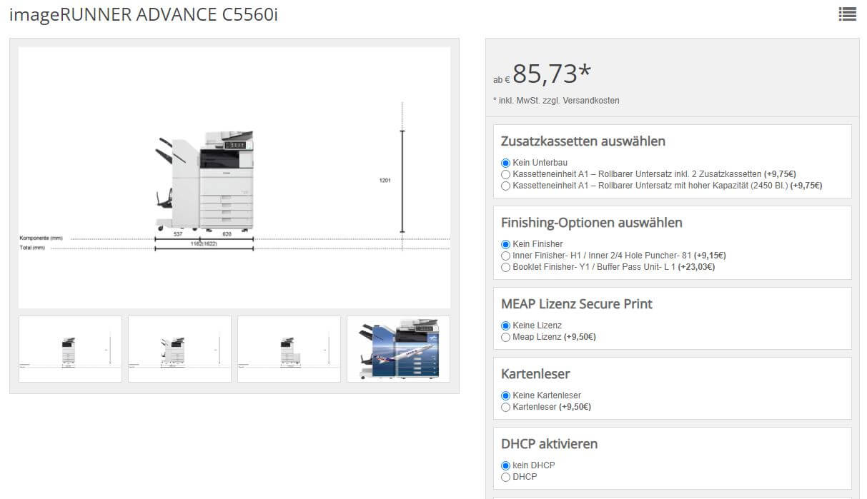 Canon Kopiergeräte Konfigurator