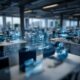 Darstellung eines modernen digitalen Beschaffungsprozesses mit Lager, Datenfluss und automatisierter Logistik – symbolisiert effiziente Einkaufs- und Katalogsysteme zur Zeit- und Kostenersparnis im B2B-Bereich.