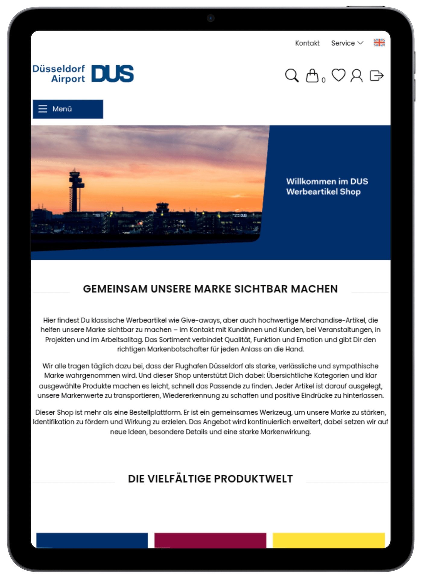 Flughafen DUS B2B Shop iPad Ansicht