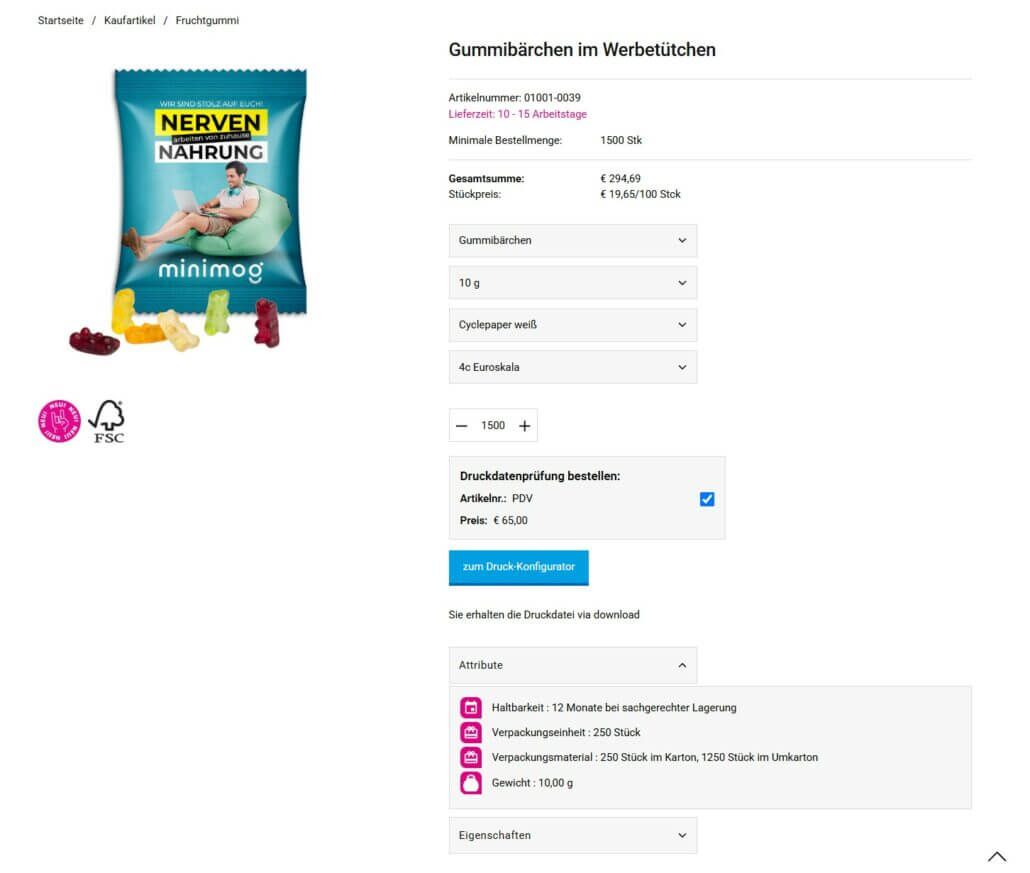 Web2Print Editor für individualisierte Werbeartikel im B2B-Onlineshop